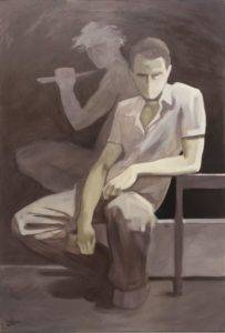 Autoportret z faunem - Jakub Godziszewski (2010), obraz olejny na płótnie