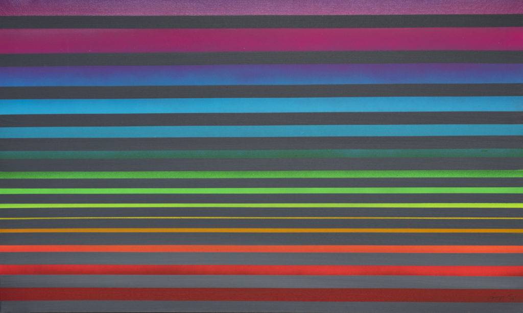Linear Landscape - Campio (2016), farby fluorescencyjne, płótno