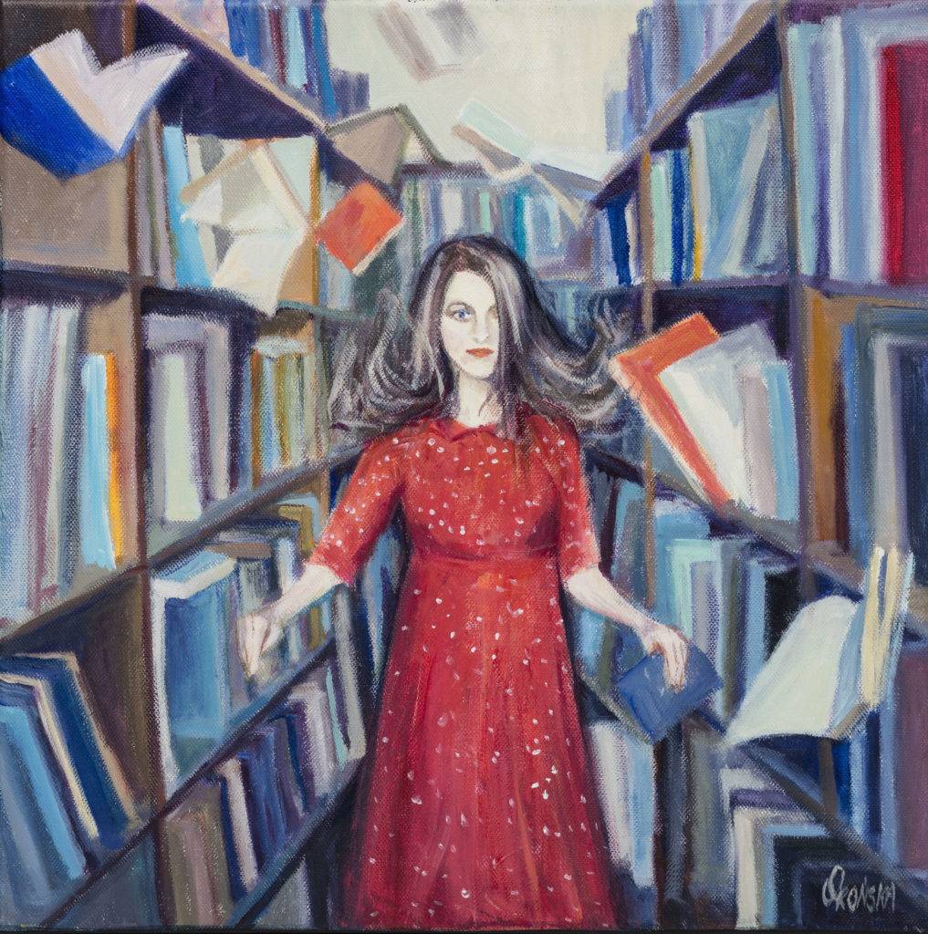 Sen Małgorzaty z cyklu Biblioteka - Katarzyna Orońska (2014), obraz akrylowy na płótnie