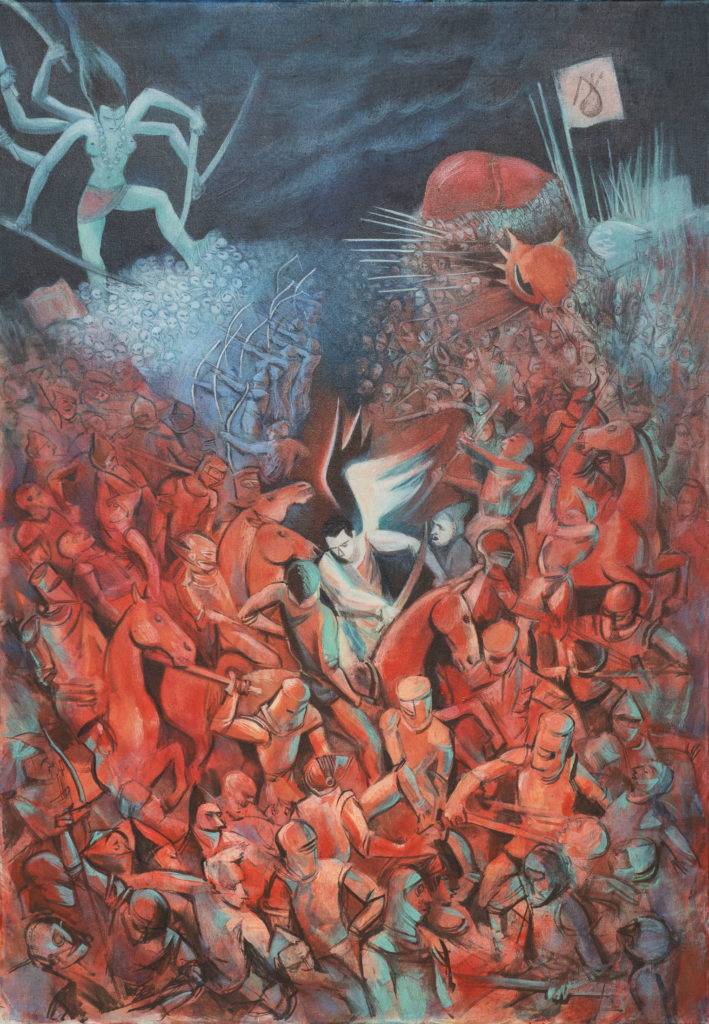 Battle of Heaven and Hell - Juliusz Lewandowski (Juliusz Martwy) (2016), obraz akrylowy na płótnie