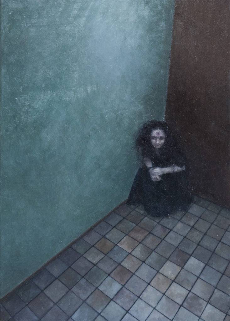 Coś w kącie - Maria Danielak (2017), obraz olejny na płótnie