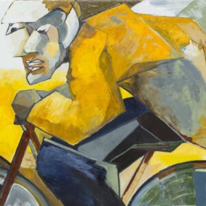 Rowerzysta - Małgorzata Fenrych (2017), obraz olejny na płótnie