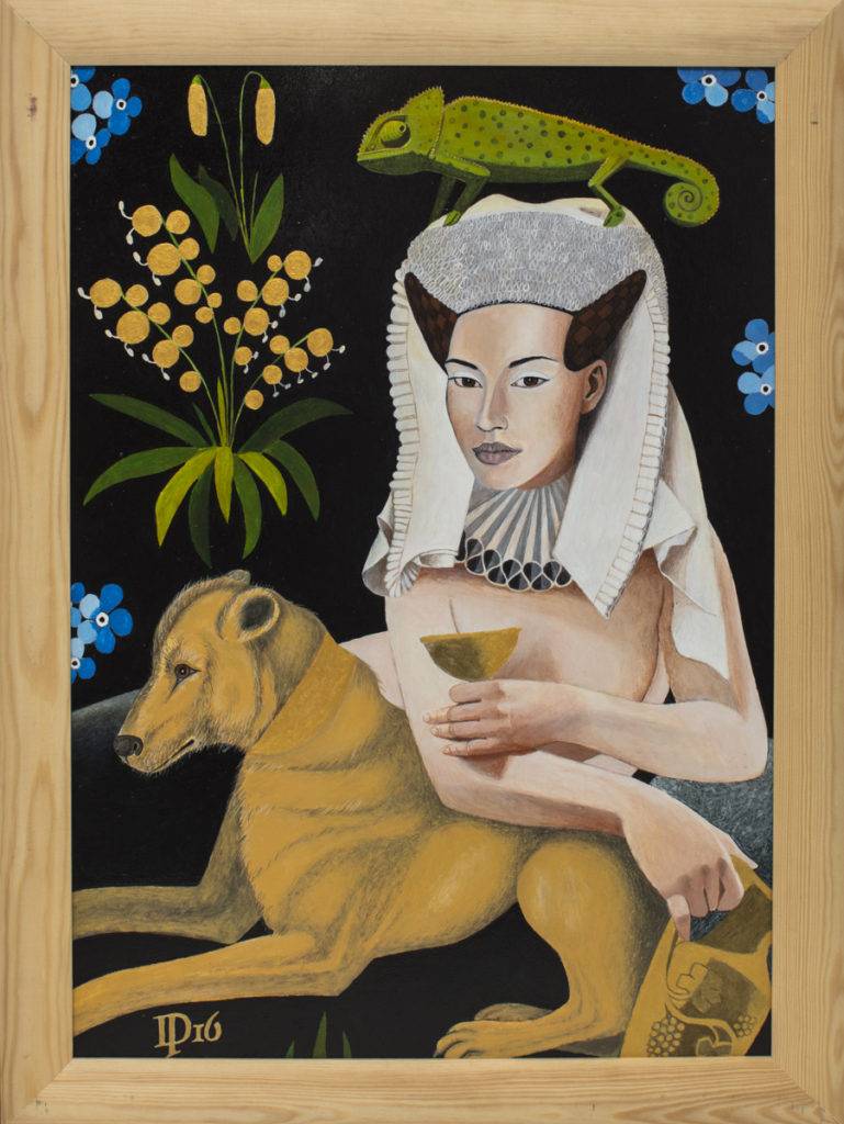 Naga kobieta w raju III - Daniel Porada (2016), akryl, płyta HDF