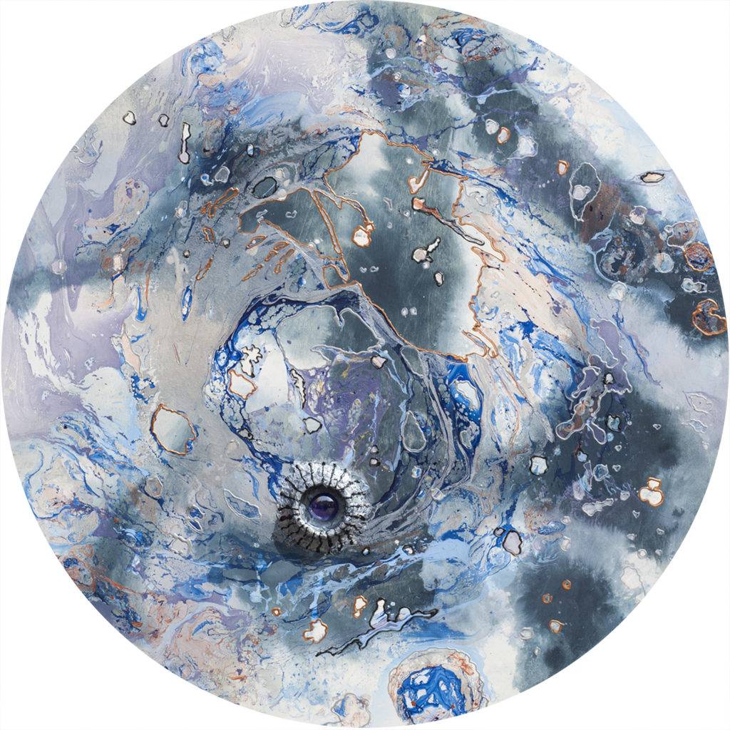 Krajobraz księżycowy 3 - Aleksandra Semeniuk (2017), technika własna, olej, akryl, płyta