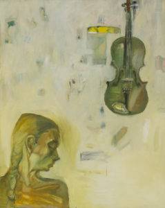 Zielone skrzypce - Barbara Porczyńska (2009), obraz olejny na płótnie