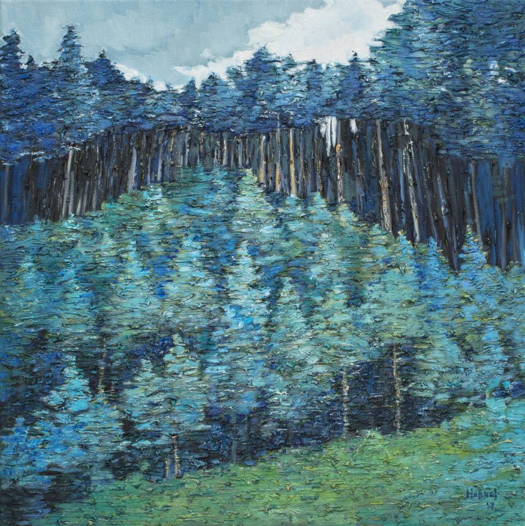 Blue forest - Olena Horhol (2017), obraz olejny na płótnie