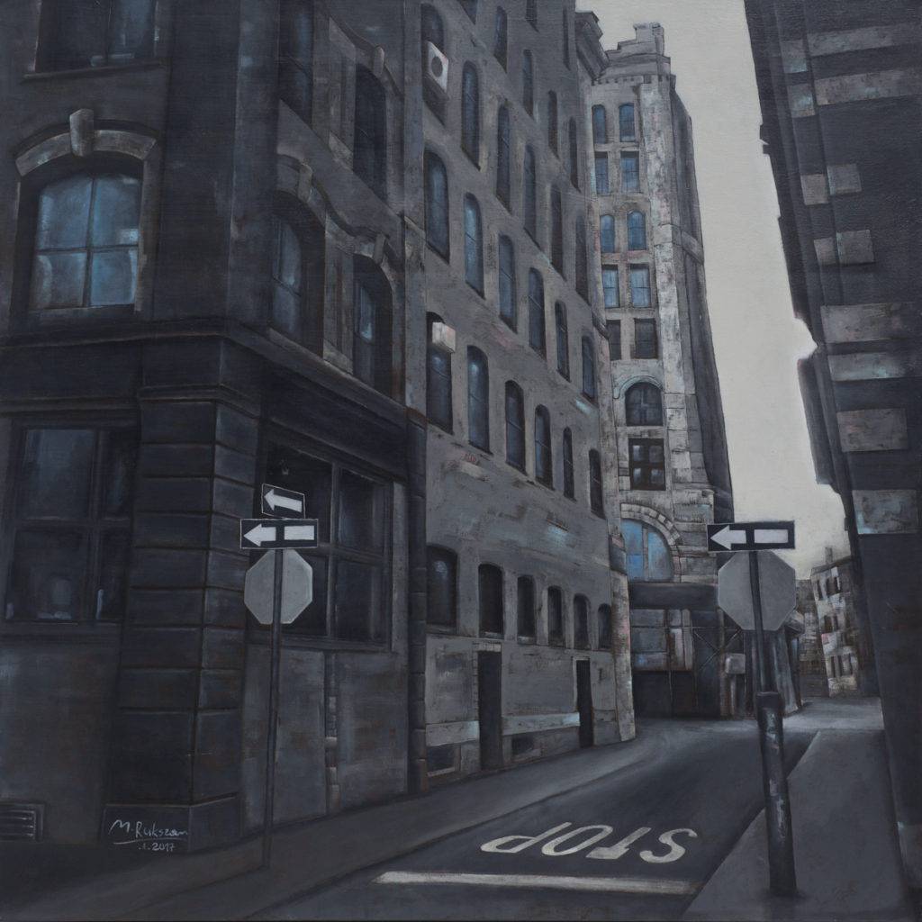 Senne miasto - Małgorzata Rukszan (2017), obraz akrylowy na płótnie