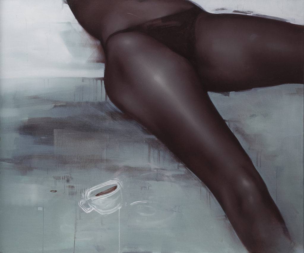 Naczynia w pościeli - Julia Kowalska (2017), obraz olejny na płótnie
