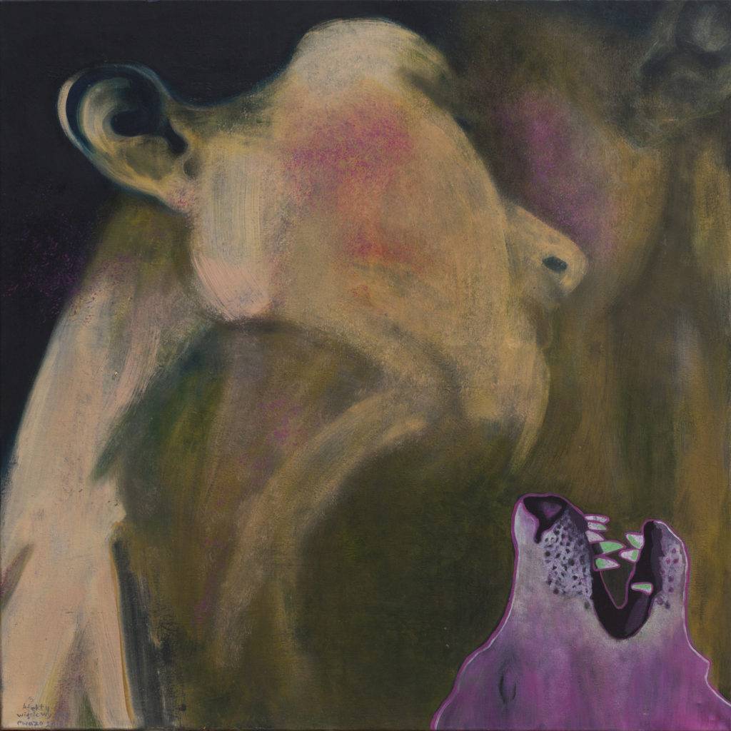 Afekty – wiśniowy pies - Ewa Żochowska (2017), obraz olejny na płótnie