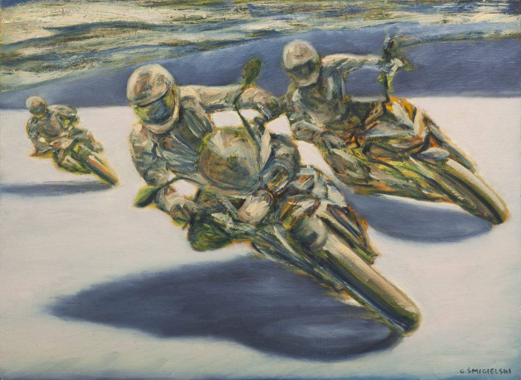 Lato na motocyklu - Grzegorz Śmigielski (2016), obraz olejny na płótnie