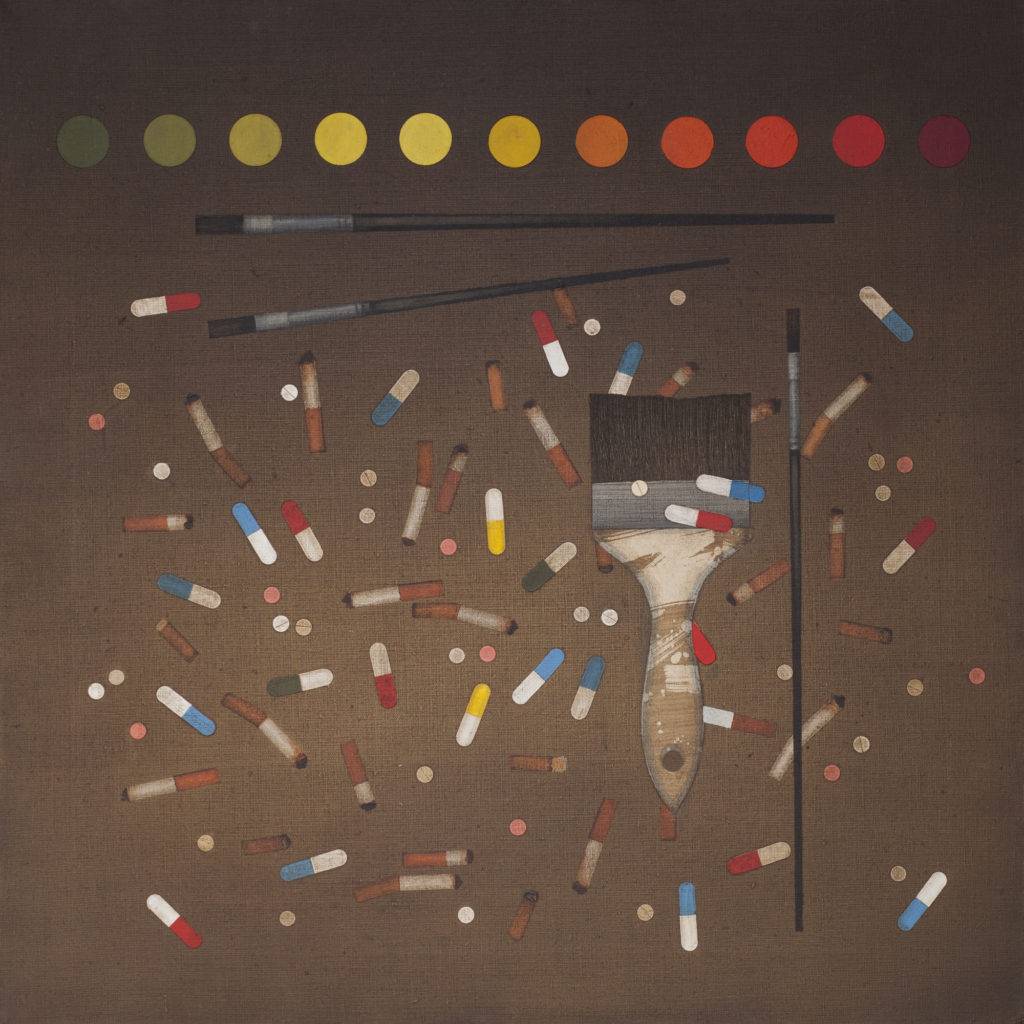 Pędzle, farby, papierosy II - Kamil Stańczak (2017), obraz akrylowy na płótnie