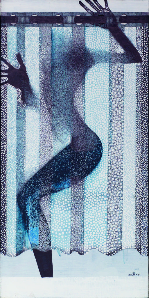 Zjawa - Ryszard Rabsztyn (2017), akryl, marker, płótno