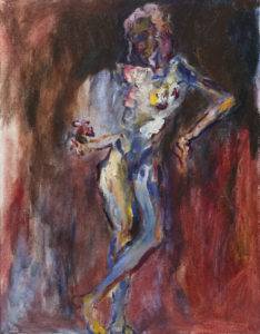 Dziewczyna z kwiatem - Tadeusz Świniarski (2017), obraz olejny na płótnie