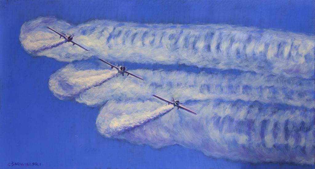 Pokazy lotnicze - Grzegorz Śmigielski (2017), obraz olejny na płótnie