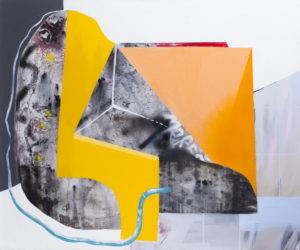 Fragmenty. Pomiędzy żółta i pomarańczowa przestrzenią - Aga Pietrzykowska (2018), obraz akrylowy na płótnie