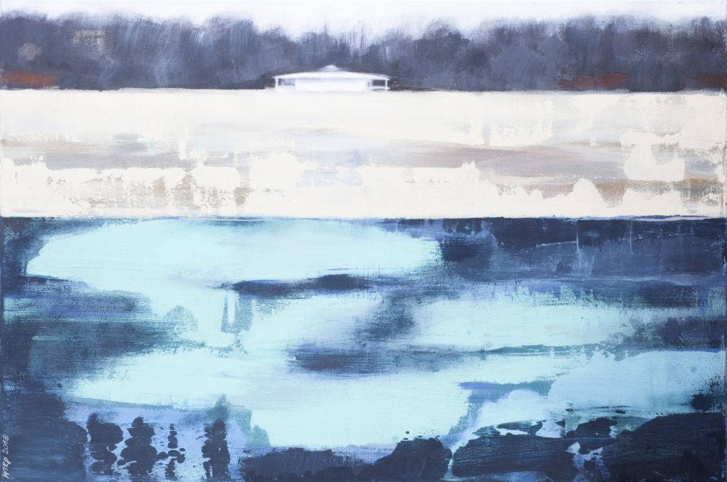 Dym na wodzie - Andrzej Wirpszo (2018), obraz akrylowy na płótnie