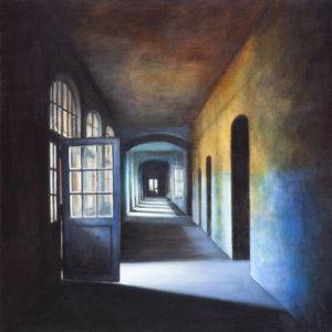 Niebieskie drzwi - Iwona Wojewoda (2018), obraz olejny na płótnie