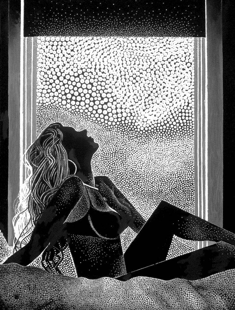 O dziewczynie, która sama nie może spać - Ryszard Rabsztyn (2016), obraz akrylowo-olejny na płótnie