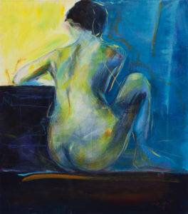Siedząca - Luiza Los-Pławszewska (2018), obraz akrylowy na płótnie