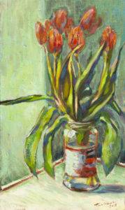 Czerwone tulipany - Piotr Pachecki (2018), obraz olejny na płótnie