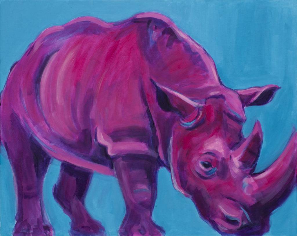 Różowy nosorożec - Joanna Jamielucha (2018), obraz olejny na płótnie