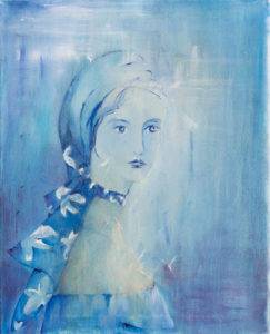 Blue femme - Magdalena Leszner-Skrzecz (2017), obraz olejny na płótnie