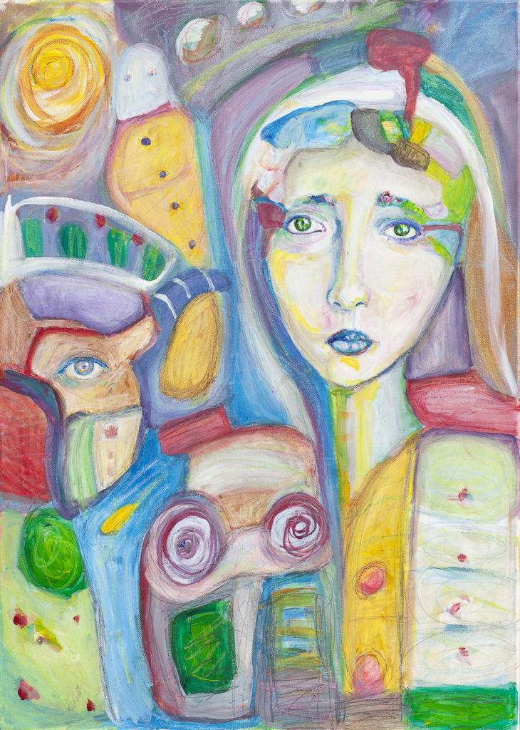Bez tytułu - Kamila Tomczak-Jarosz (2017), ołówek, akryl, pastele olejne, płótno