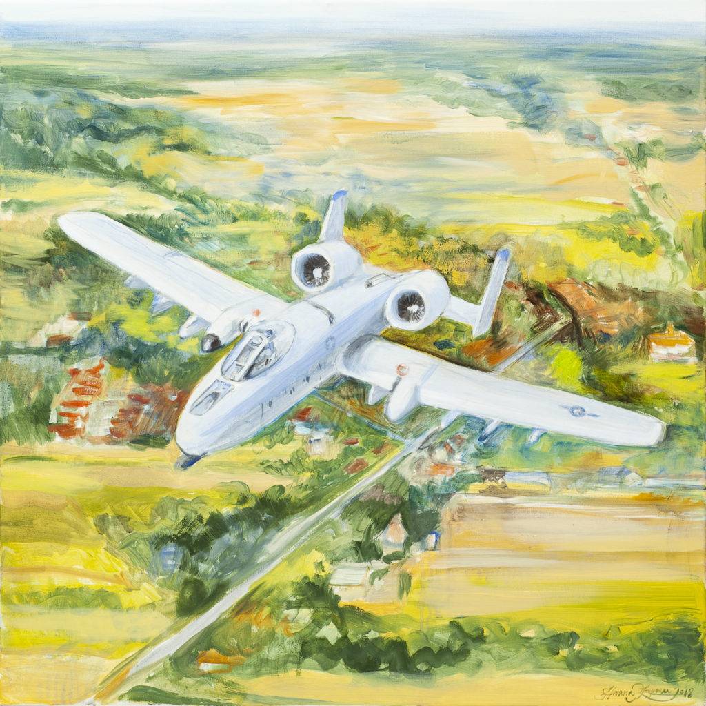 A-10 Thunderbolt - Hanna Rozpara (2018), obraz olejny na płótnie