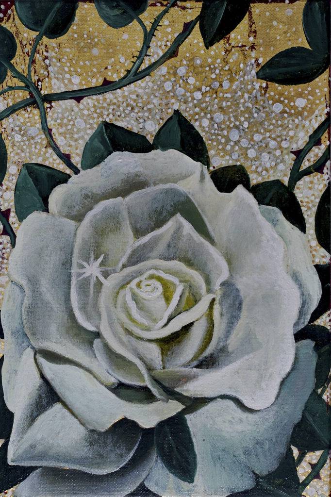Biała róża - Marta Julia Piórko (2018), obraz olejny na płótnie