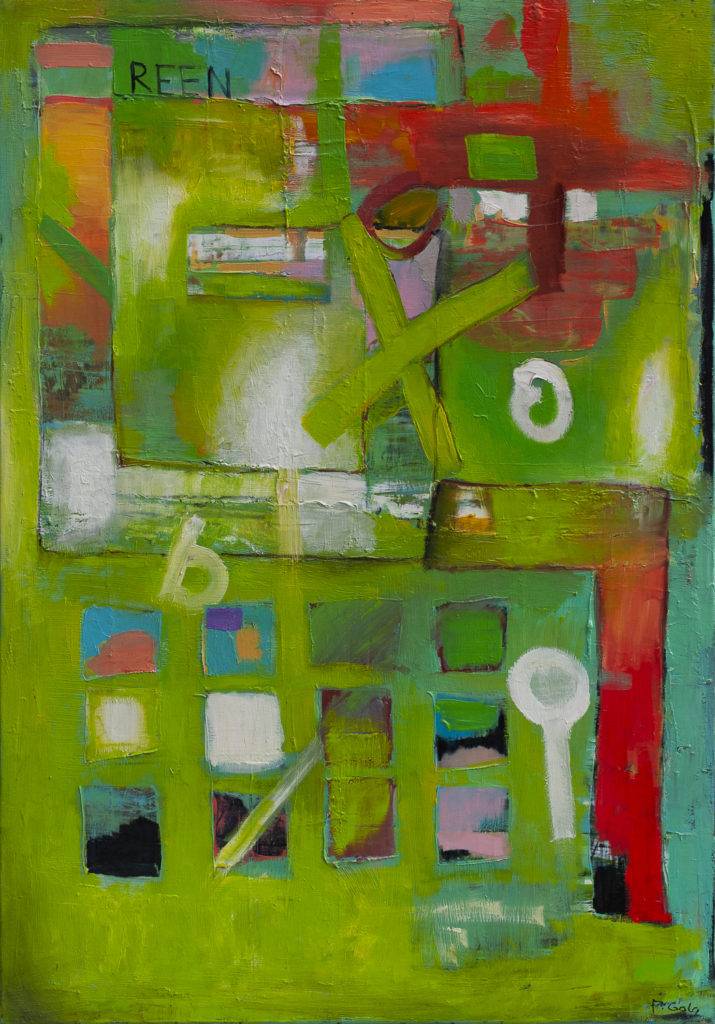 Green abstract no.1 - Piotr Gola (2018), obraz olejny na płótnie