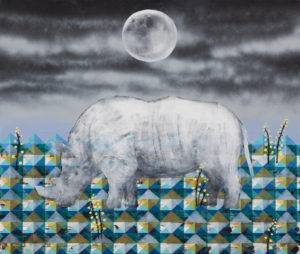 White Rhinoceros - Paulina Klimas (2018), obraz akrylowy na płótnie