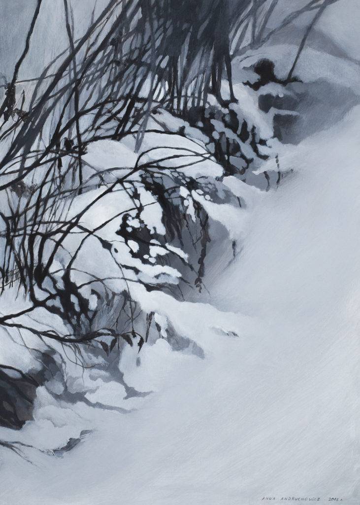 zima - Anna Andruchowicz (2018), akryl, płyta hdf