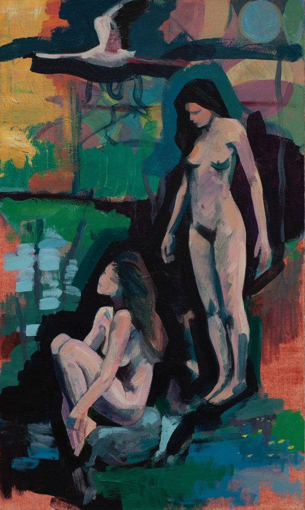 Kobiety nad rzeką - Maciej Kempiński (2018), obraz akrylowy na płótnie