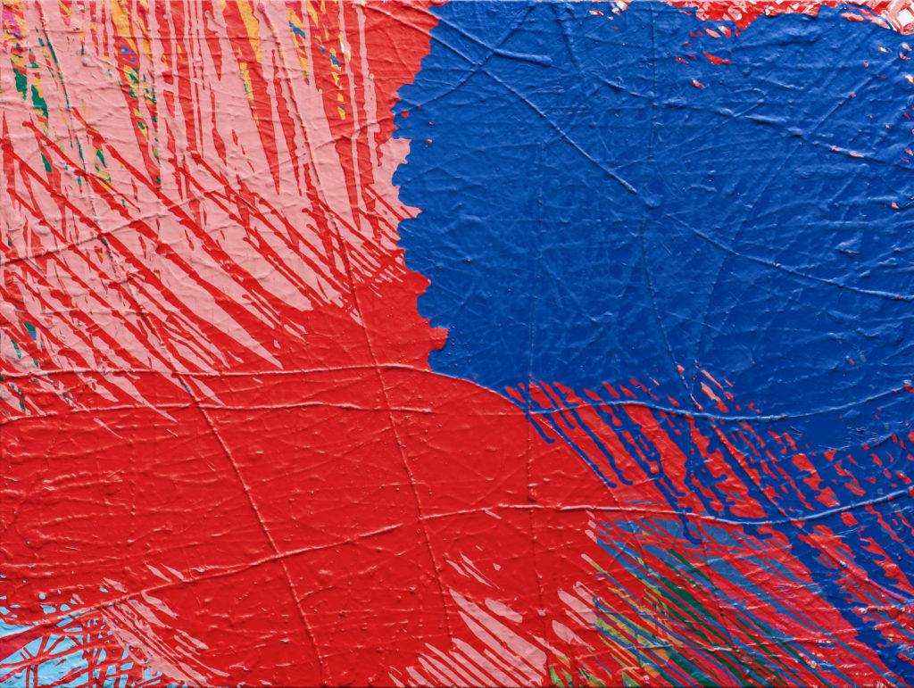 Record red/blue VI - Robert Jaworski (2018), olej, akryl, lakier, płótno