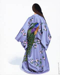 Kimono z pawiem - Marta Achtabowska (2019), obraz akrylowy na płótnie