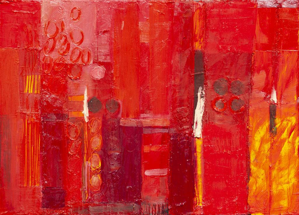 Czerwone pola 2 - Arkadiusz Rafflewski (2019), obraz olejny na płótnie