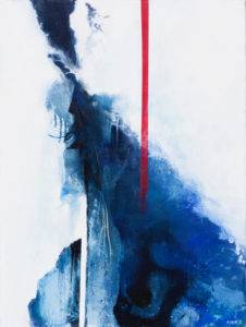 Z czerwoną linią - Aleksandra Tracz (2016), obraz olejny na płótnie