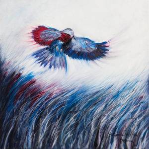 W niebieskiej krainie - Mariola Świgulska (2019), obraz olejny na płótnie