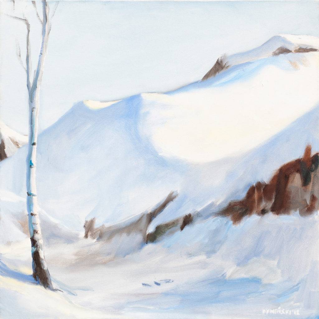 Białe na białym - Łukasz Dymiński (2019), obraz olejny na płótnie