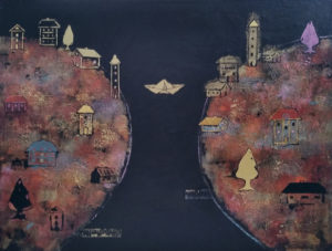 Kompozycja 2 z cyklu Wyspy - Grażyna Kilanowicz-Barecka (2018), obraz akrylowy na płótnie