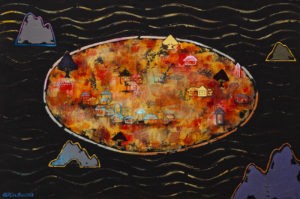 Kompozycja 1 z cyklu Wyspy - Grażyna Kilanowicz-Barecka (2018), obraz akrylowy na płótnie