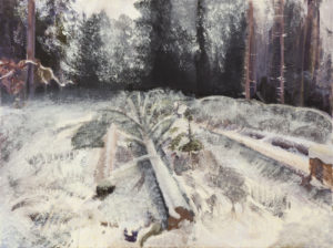Zima w Puszczy Białowieskiej - Katarzyna Sienkiewicz (2020), obraz akrylowy na płótnie