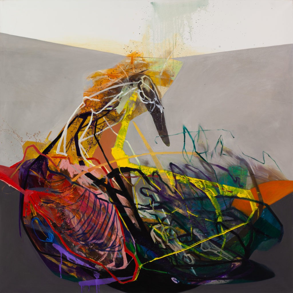 Mięso i geometria #16 - Agata Czeremuszkin-Chrut (2015), obraz akrylowo-olejny na płótnie