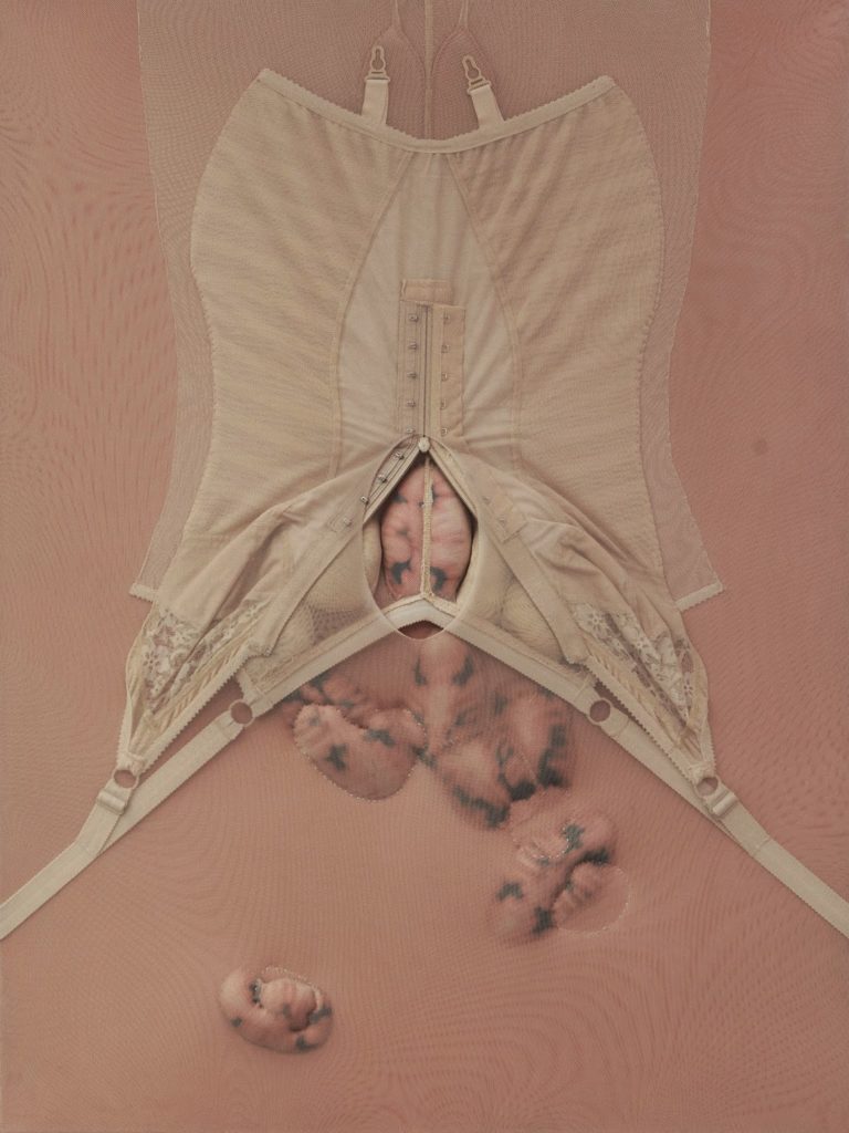 Przekleństwa cielesności - Małgorzata Kalinowska (2014), technika własna, tkanina, płótno