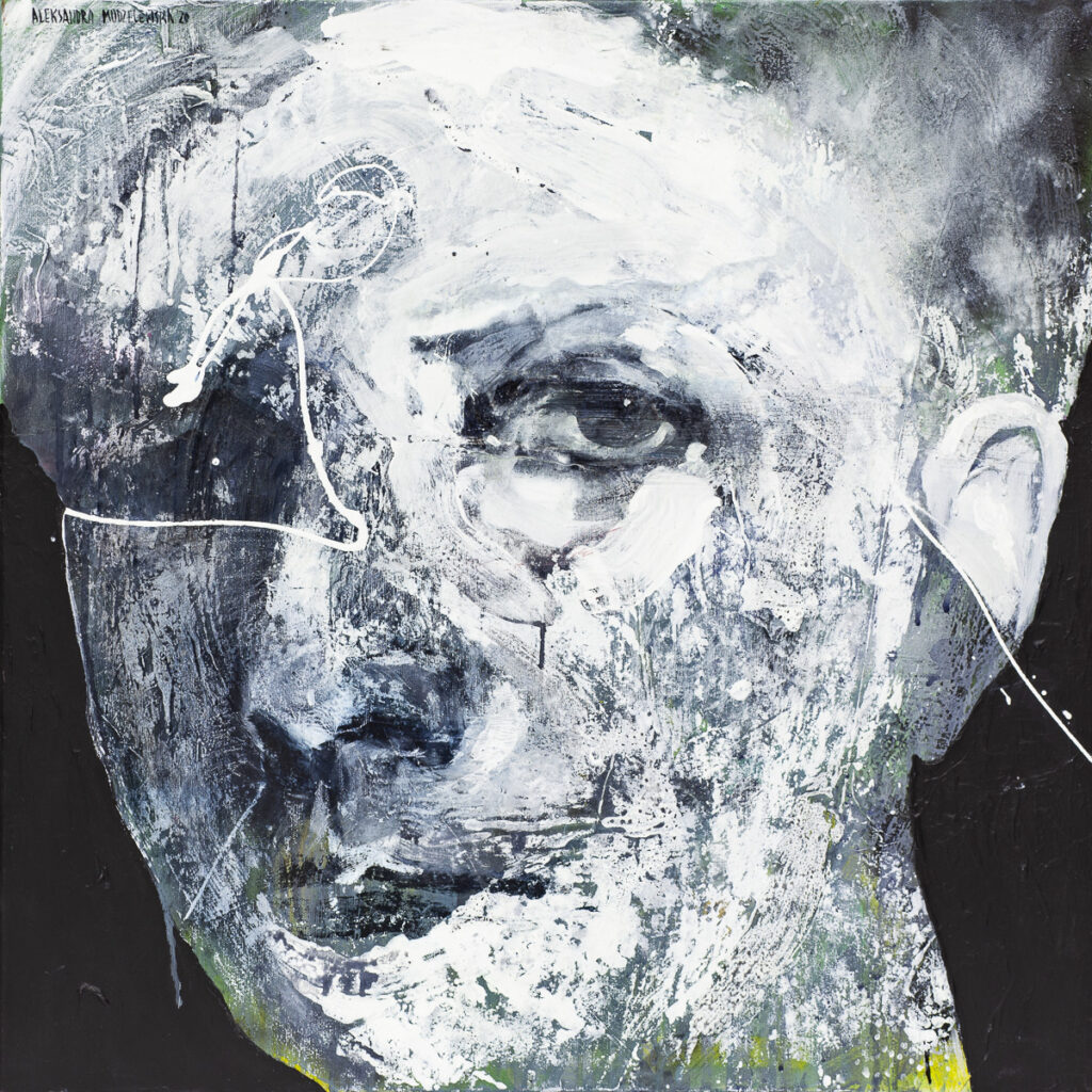 Z cyklu maska czy twarz - Aleksandra Modzelewska (2020), obraz olejno-akrylowy na płótnie