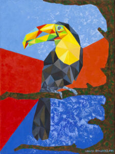 Kompozycja z tukanem - Danuta Niklewicz (2020), obraz olejny na płótnie