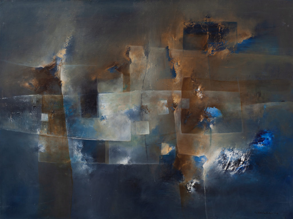Abstrakcja z rdzawym niebem - Nina Zielińska-Krudysz (2020), obraz olejny na płótnie