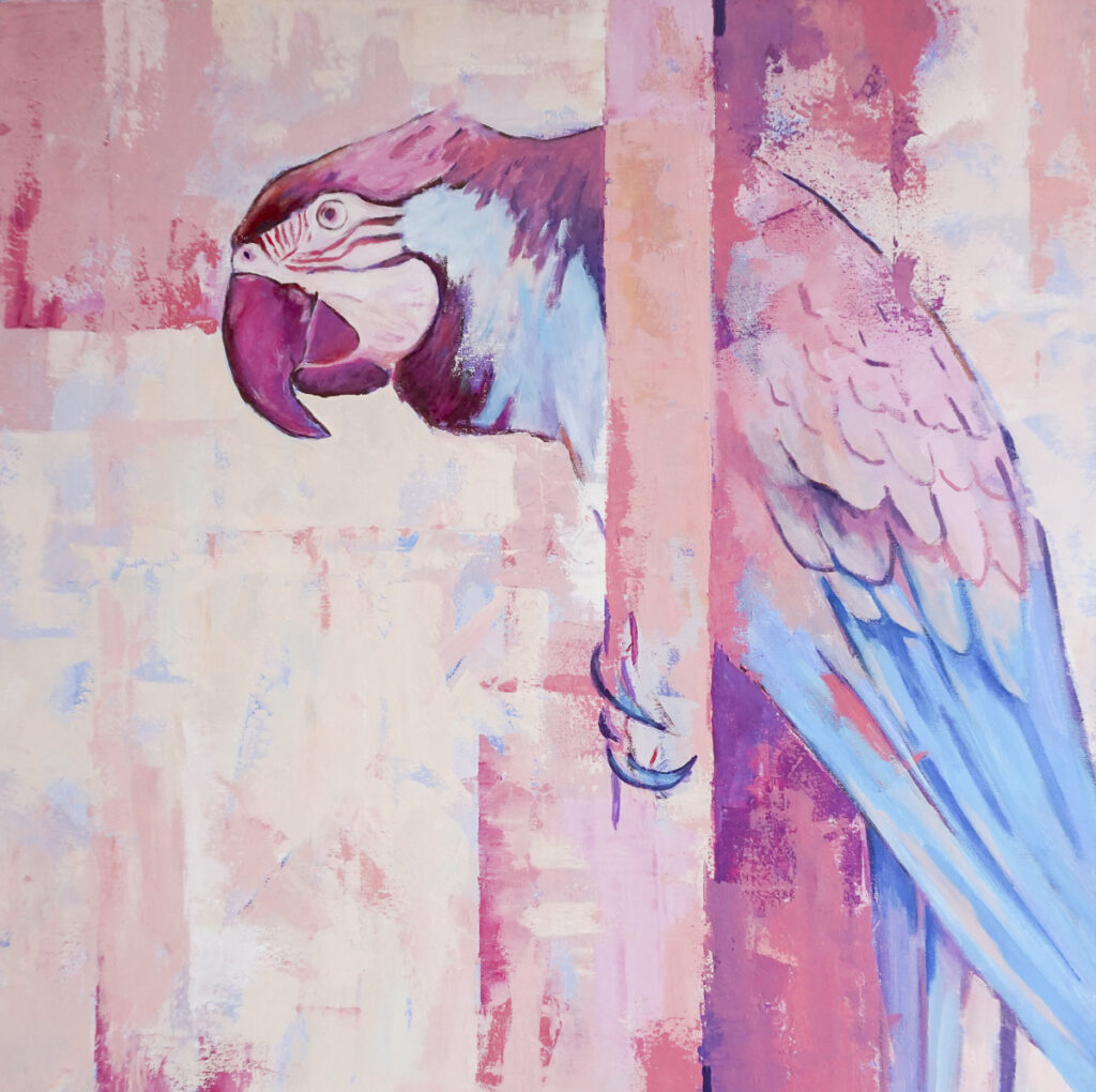 Papuga - Paulina Lewandowska (2020), obraz akrylowy na płótnie
