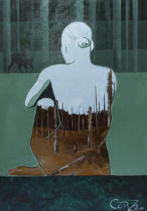 Nagie obrazy lasu: wiosna - Izabela Dąbrowska (2020), obraz akrylowy na płótnie