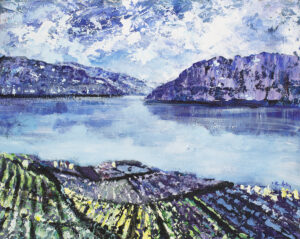 Jezioro i góry - Izabela Rudzka (2020), obraz akrylowy na płótnie